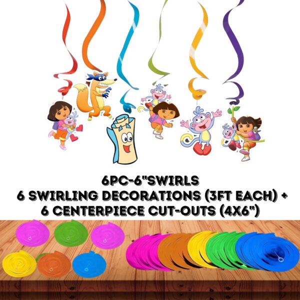 Dora the Explorer Decorations (Hanging Swirls) - 6PC - Image 2