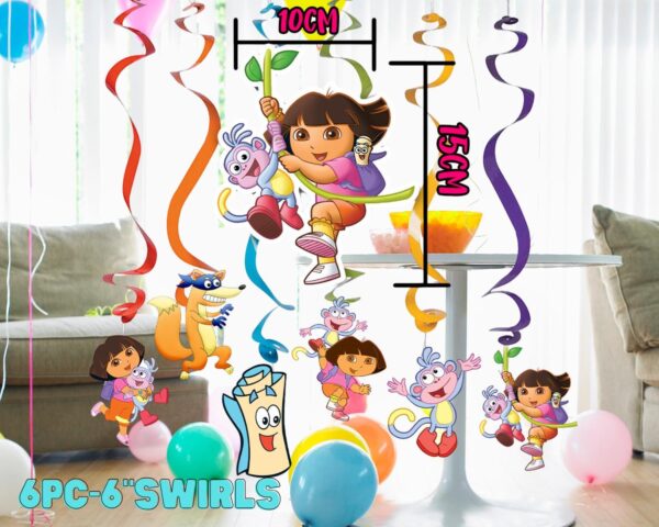 Dora the Explorer Decorations (Hanging Swirls) - 6PC - Image 4