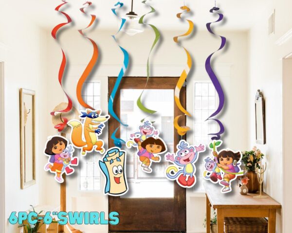 Dora the Explorer Decorations (Hanging Swirls) - 6PC